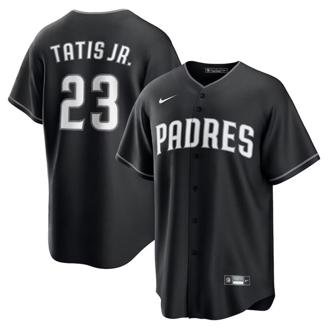 Men's San Diego Padres #23 Fernando Tatis Jr. Black Stitched Baseball Jersey Men's San Diego Padres #23 Fernando Tatis Jr. Black Stitched Baseball Jersey